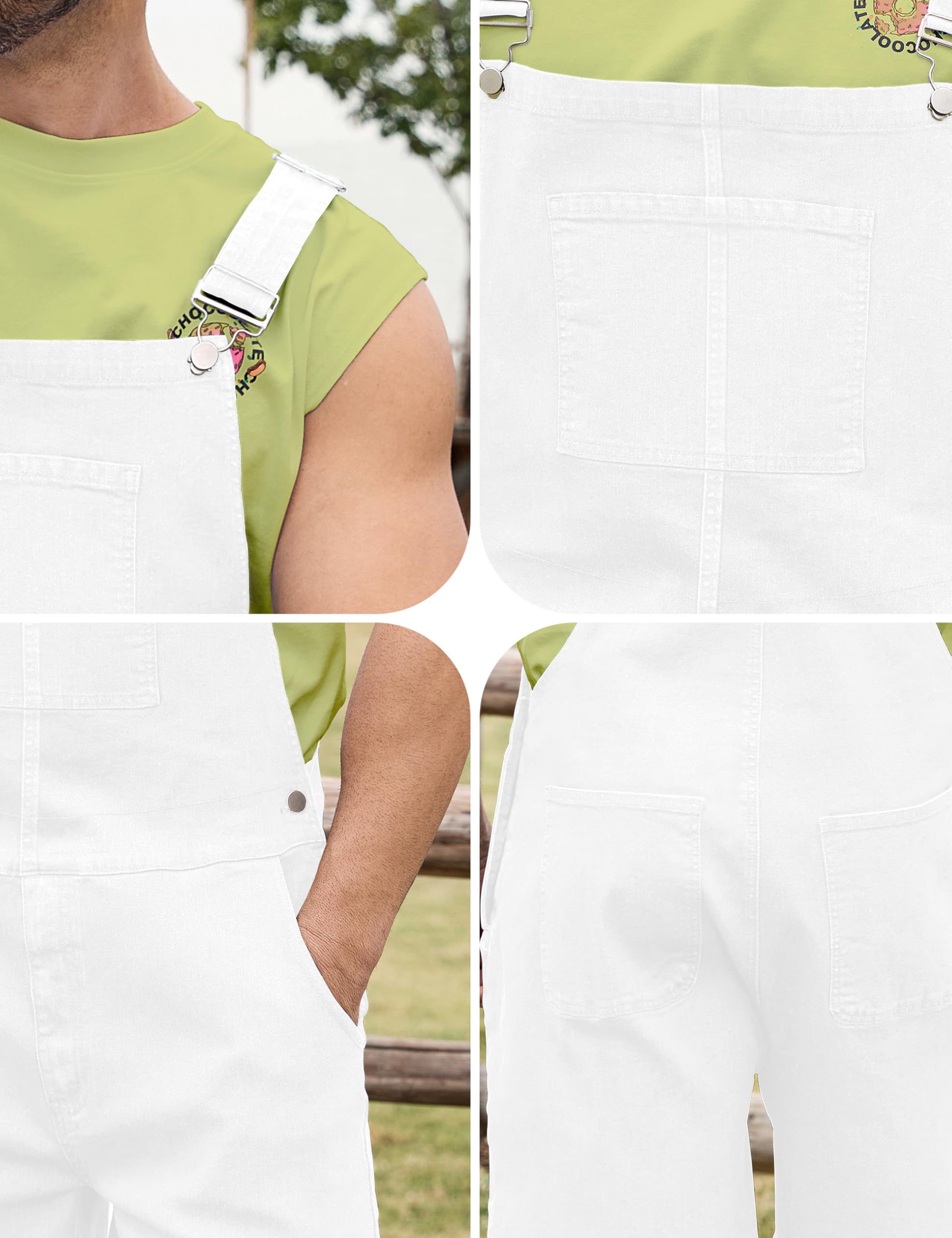 Bindefon Salopette en jean pour homme avec fermeture éclair