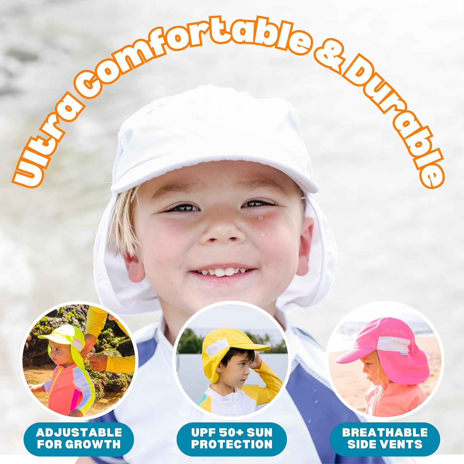 SwimZip Sun Hat with Neck Flap | UPF 50+ Protection for Baby, Toddler, and Kids - Image 5