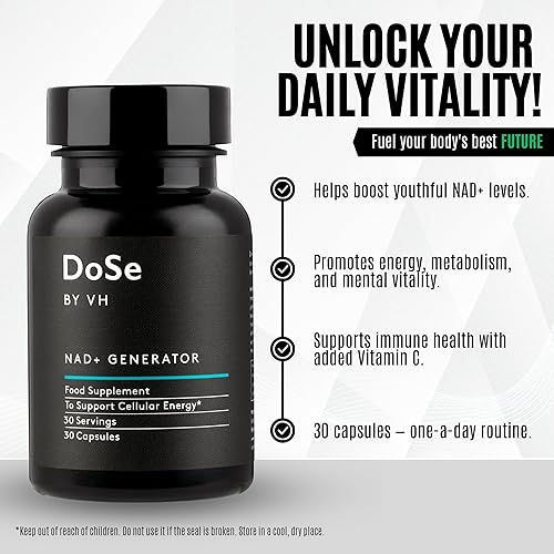 Miniatura 4 de DoSe by VH Generador NAD+ - Suplemento NAD con RiaGev-WS, vitamina B3 y vitamina C - Apoya los niveles de NAD+, energía celular, metabolismo y
