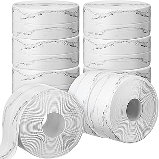 10 Rolls Caulk Tape 126 x 1.5 Inch Self Adhesive Caulk Strip Waterproof PVC Caulk Strip Tape Marble Caulking Sealing Sealant Strip for Kitchen Sink Bathroom Toilet Bathtub Wall Edge Protector