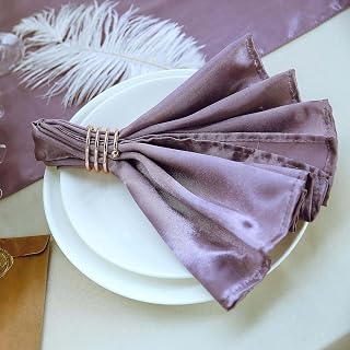 Efavormart 20"x20" Amethyst Wholesale Satin Linen Napkins for Wedding Birthday Restaurant Party Tableware Decoration - 25 PCS