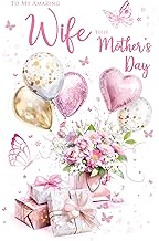 Cherry Orchard | Wonderful Wife Mother's Day Card | Mother's Day card for Wife Large Card| Elegant Floral Balloons & Butterfly Design | Complete with Envelope