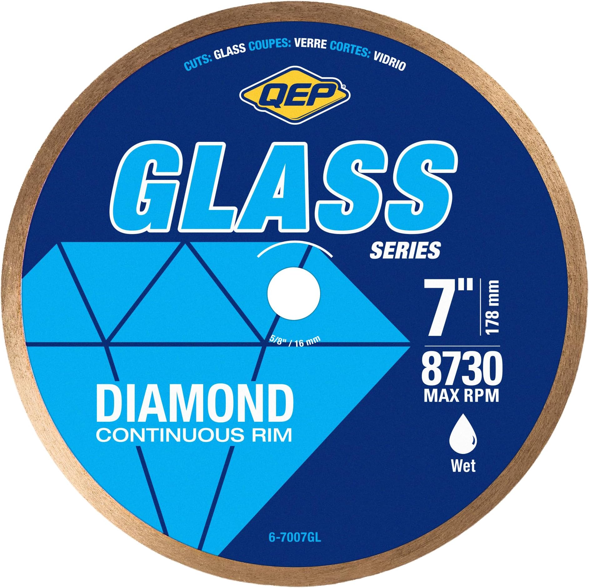QEP 6-7007GL Premium Diamond Saw Blade for Glass Tile, Ceramic, Porcelain, Mosaic -7" for Wet Cutting