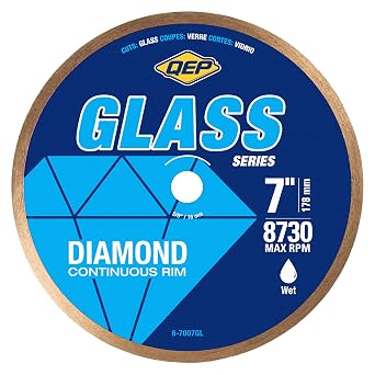 QEP 6-7007GL Premium Diamond Saw Blade for Glass Tile, Ceramic, Porcelain, Mosaic -7" for Wet Cutting