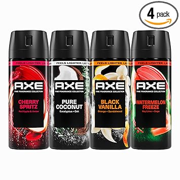 AXE Body Spray Touch of Sweetness 4 Count Stay fresh for 72 hours Aluminum Free 2.9 oz