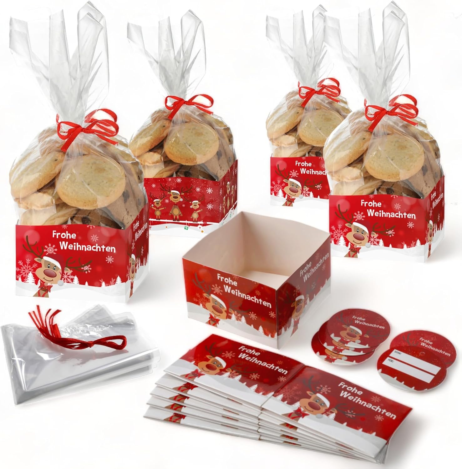 MIJOMA 24-teiliges Weihnachtsgebäck-Verpackungsset – Kekstüten 