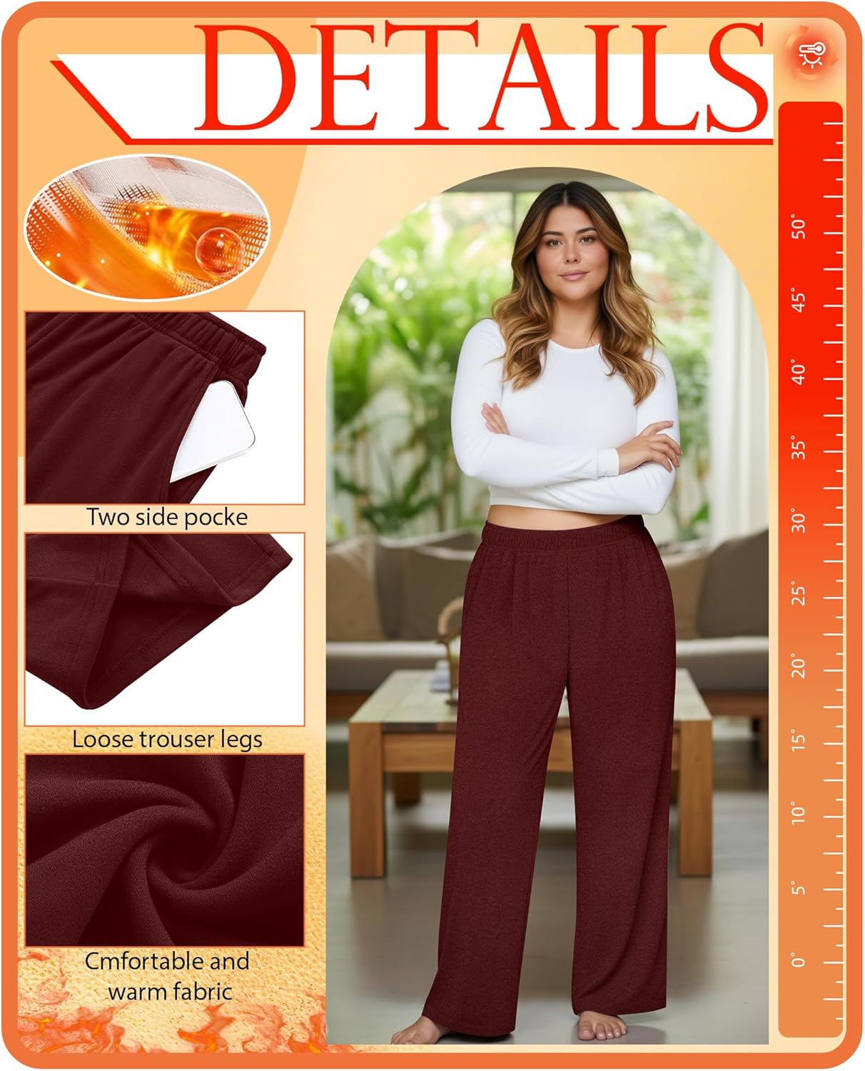 3 Pack Women's Plus Size Fleece Sweatpants Thermal Wide Leg Elastic Baggy Jogger Warm Pants Winter with Pockets - Image 3