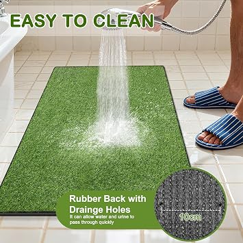 Artificial Grass for Dogs Potty, Reusable Pet Training Mat for Home and Travel, Washable Hemmed Edge Grass Pee Pad with Drainage Holes, Easy to Clean (31x51)