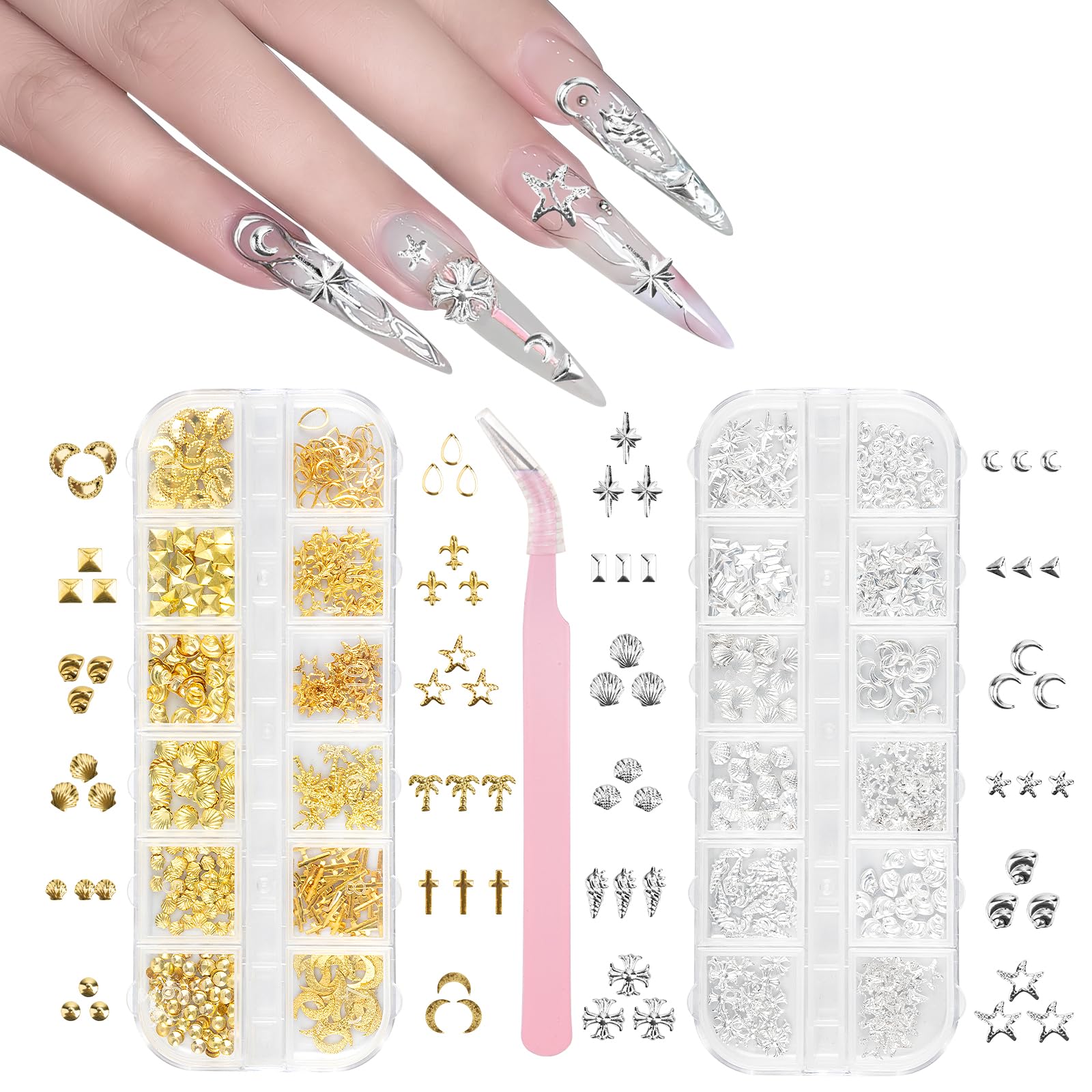 Amazon.co.jp: Madenia 600個 セット 3D ネイルパーツ：ネイルスタッズ