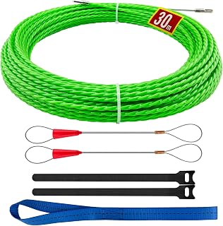 Cable Pulling Aid 30 m, 0.5 cm Pull, Pull Spiral, Pull Aid, Cable Retracting Aid, with 2 Guide Springs, Pull-Aid, Retracting Spring, Retracting Tape