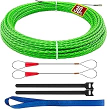 Professional Cable Grommet Probe, 4.5 mm Electric Probe 30 Metres, Cable Puller Probe with 2 Guide Springs, Cable Puller Probe, Cable Puller for Electrical Cables (Green)