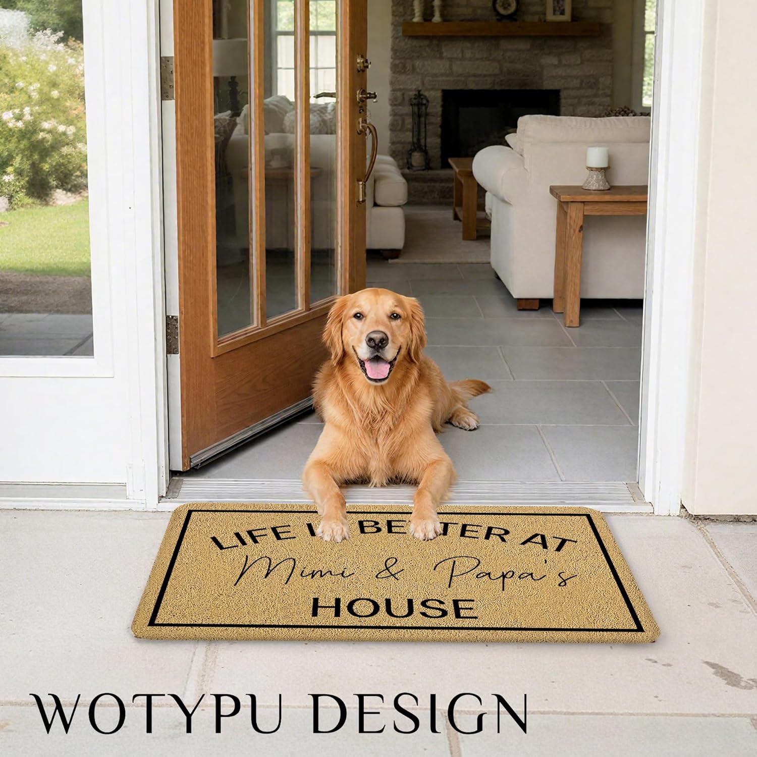 Mimi and Papa Gifts Door Mat, Grandparents Gifts Welcome Mats for Front Door, Life is Better at Mimi and Papa's House Doormat Outdoor Indoor Entrance Entryway, 17x30 Inches
