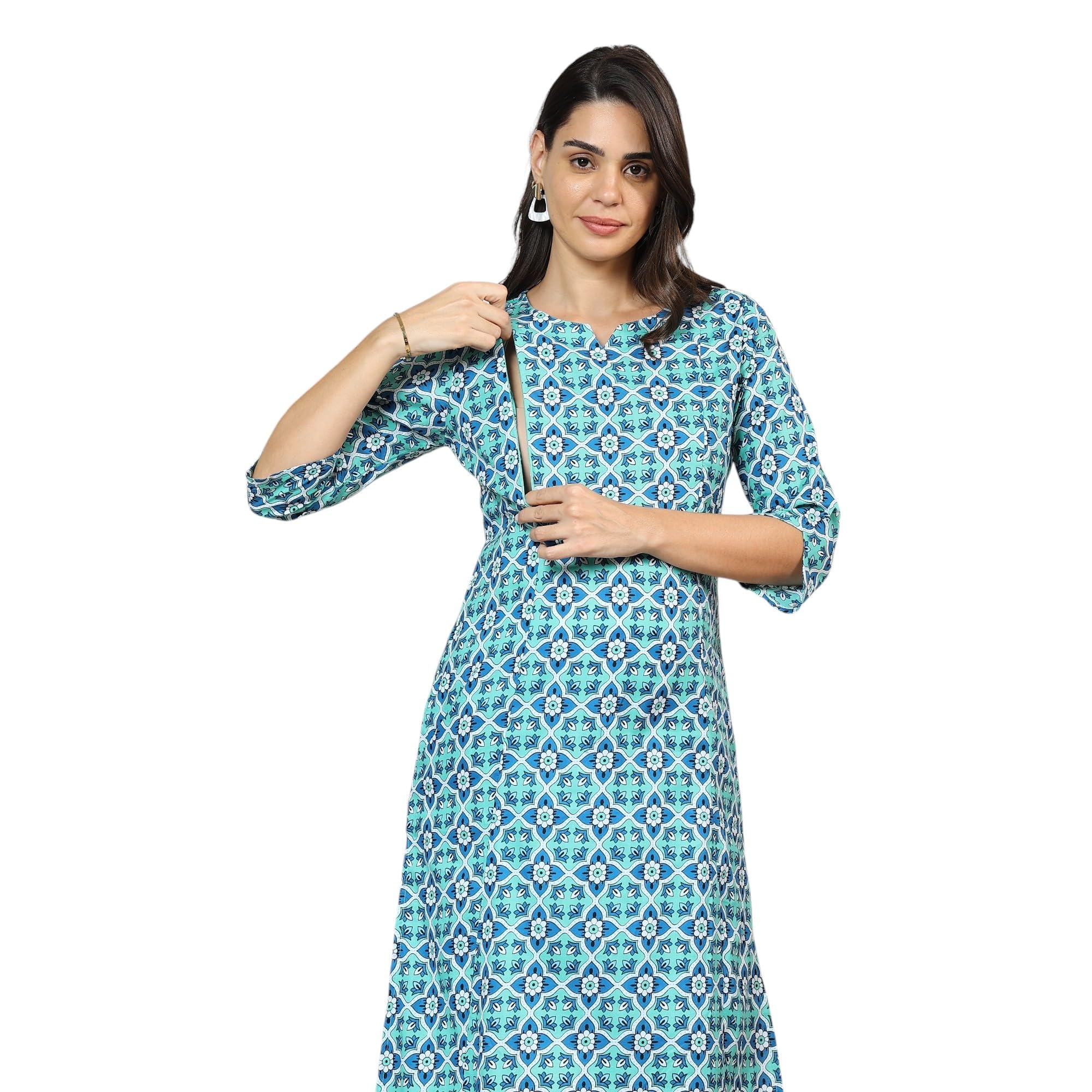 momtobe Women's Cotton Regular Fit Maternity Kurta/Pregnancy Kurti/Easy Breastfeeding Kurta/Western Kurti with Zippers for Nursing Pre and Post Pregnancy-picture-22
