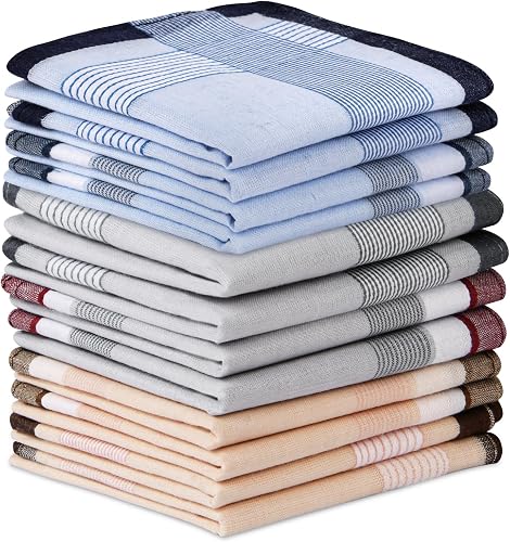 Aomig Taschentücher Herren, 12 Stück Baumwolle Stofftaschentücher Set(B)