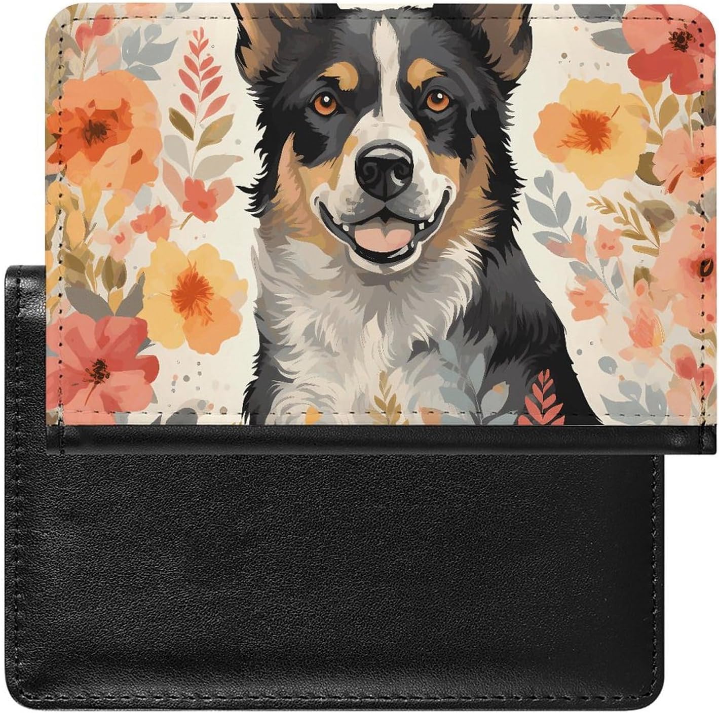 Passport Holder Travel Accessories Cattle Dog Florals Waterproof Passport Travel Wallet with Card Slots for Women Men