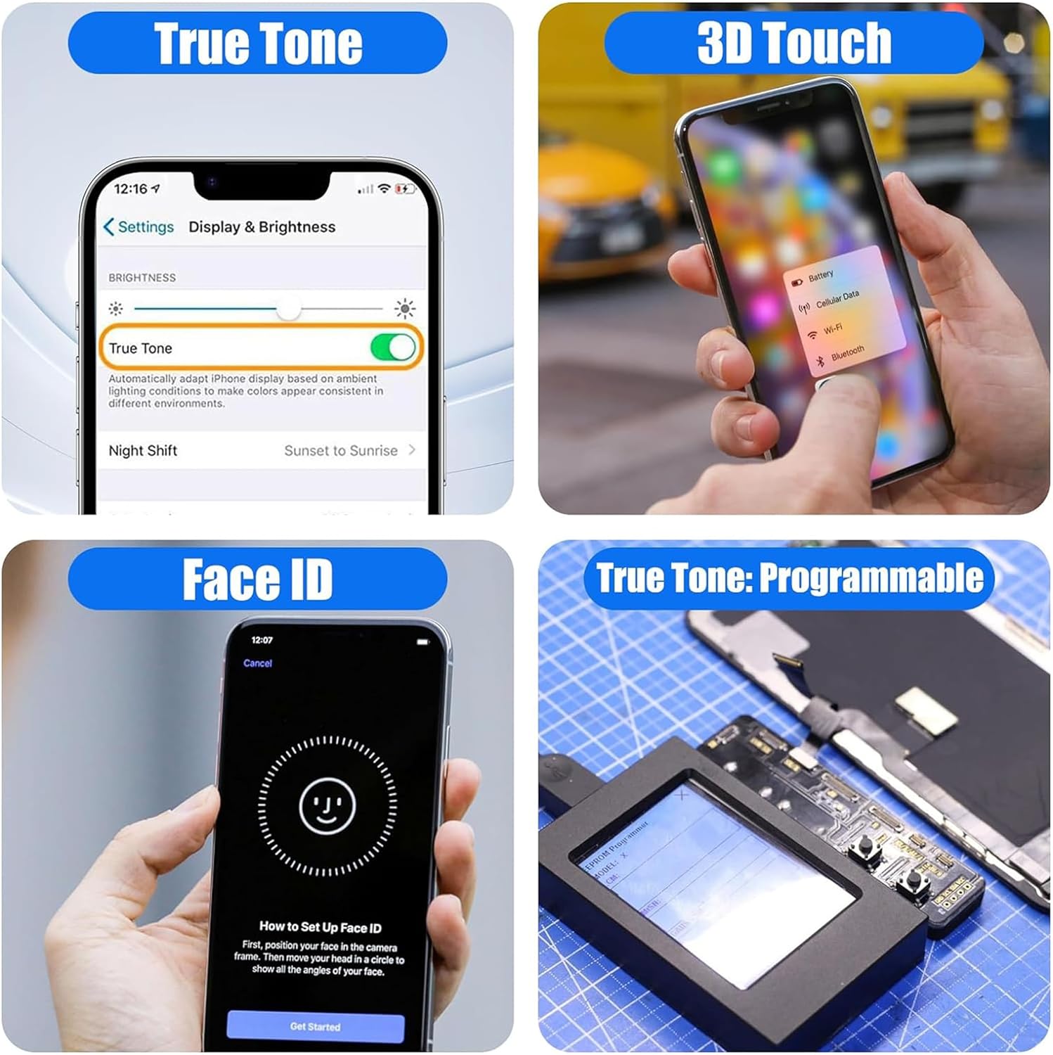 MP+ for iPhone 12 Pro Max Screen Replacement,[FHD][COF] 3D Touch Screen Display Digitizer Assembly with Waterproof Adhesive Tape