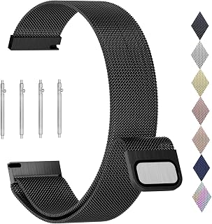 Edelstahl Mesh Uhrenarmband, Metall Ersatz Armband Edelstahlarmband mit Magnetverschluss Smartwatch Schnellverschluss Watch Uhren Ersatzband Für Damen Herren (Schwarz, 20mm)