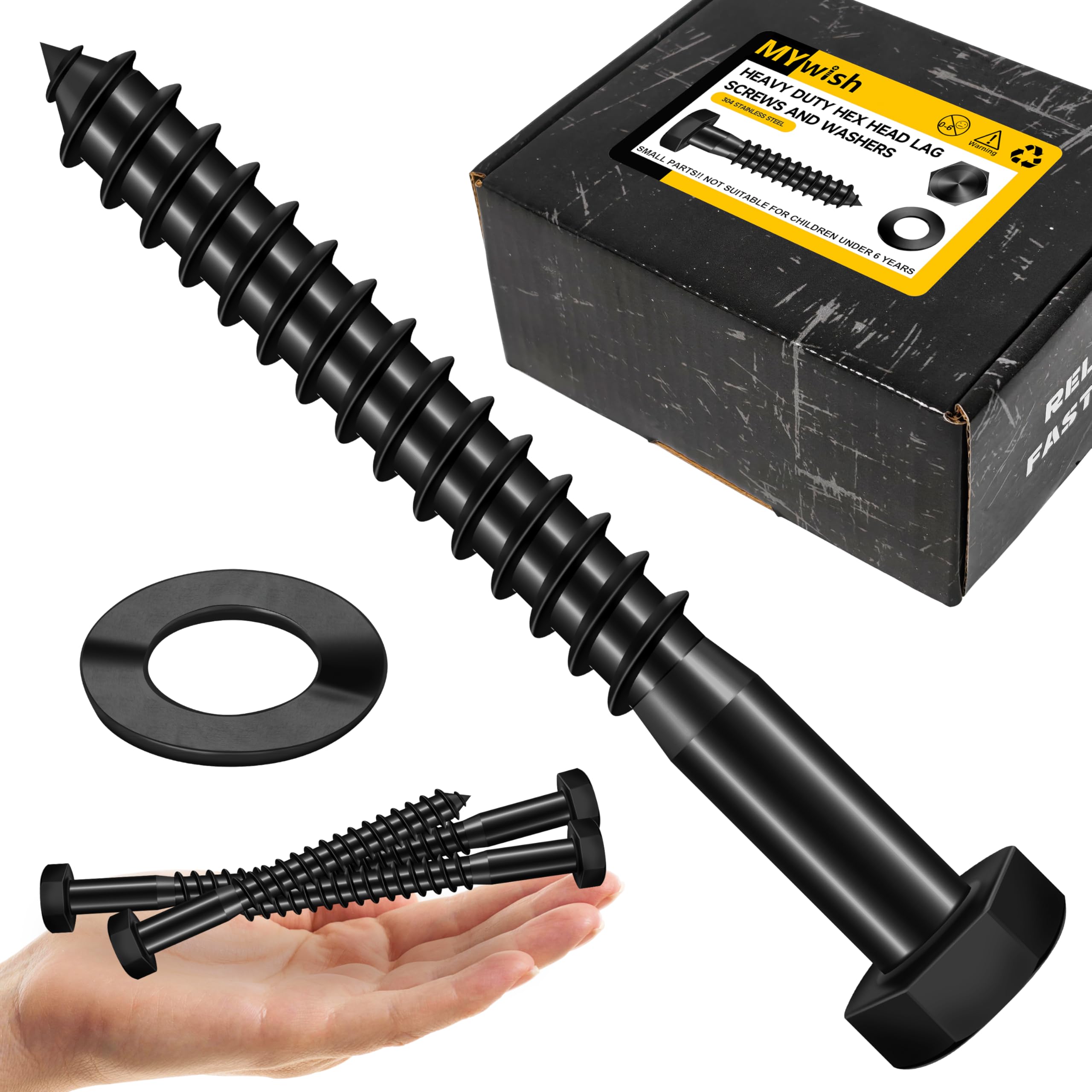 Stainless Steel Lag Screws - 25 Sets 1/2" x 3" -15