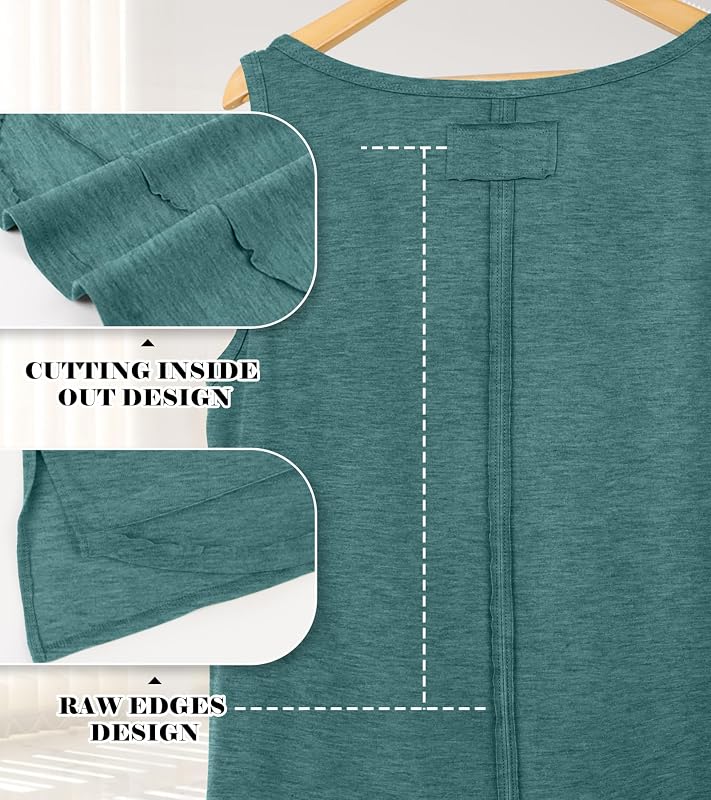 WIHOLL Summer Tank Top for Women 2025 Loose Fit Cute Comfy Plain Hem Maternity Clothes Turquoise XL image 3