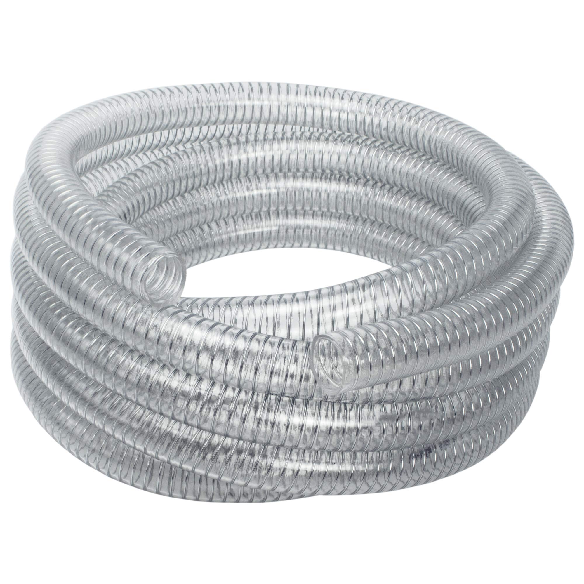 FLEXTUBE GR 32mm PVC Schlauch Meterware – Grün Transparent, Mit Hart-PVC Spirale, Für Saugen & Fördern