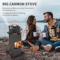 Vista 2 de Portable Rocket Stove, Wood-Burning Stove & Backpacking Stove, Windproof Design with Carry Bag, Perfect for Backyard & Outdoor Cooking (Small)