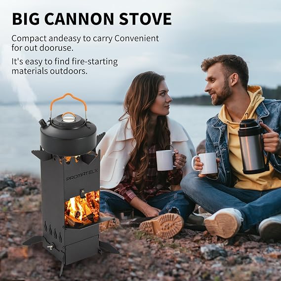 Portable Rocket Stove Wood Stove Backpacking Stove Windproof Design with Carry Bag Perfect for Backyard and Outdoor Cooking Small