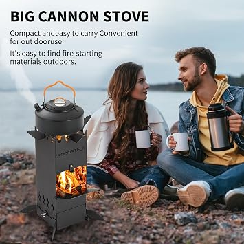 Portable Rocket Stove Wood Stove Backpacking Stove Windproof Design with Carry Bag Perfect for Backyard and Outdoor Cooking Small