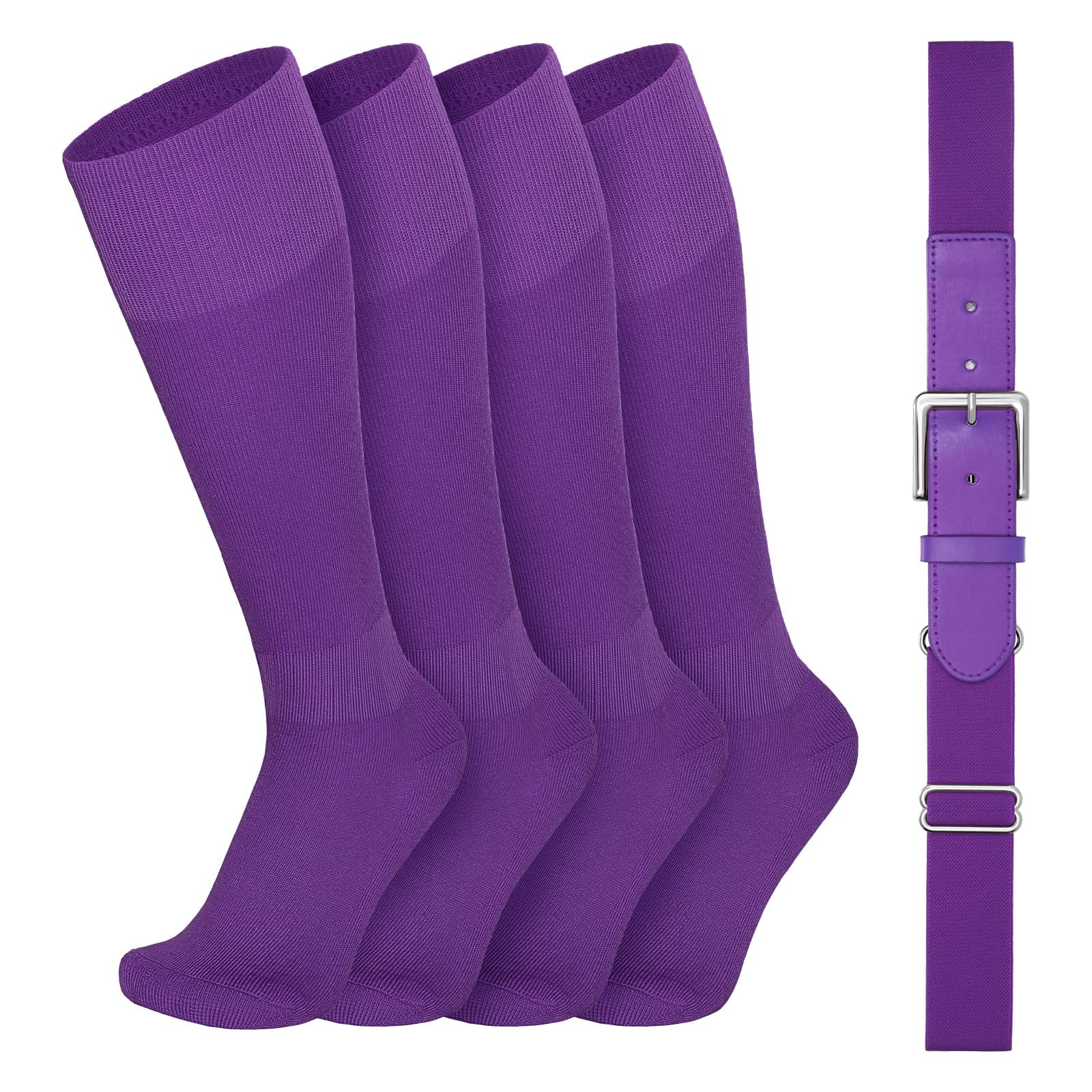 VONMELLI Youth Baseball Belt and Socks Combo, Elastic Softball Belts and Socks for Boys and Adult (2 Pairs of Socks &amp; 1 Belt)