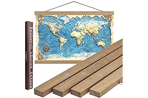 48-Inch Teak Wood Magnetic Poster Hanger Frame with Strong Magnets