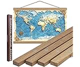 DACRI HOME Magnetic Poster Hanger Frame, Sturdy Magnetic Poster Frame 24x18 24x30 24x36 with Teak Wood, Strong Magnets for Hanging Prints, Maps, Pictures, Scroll Wall Art (24 Inch, Teak)