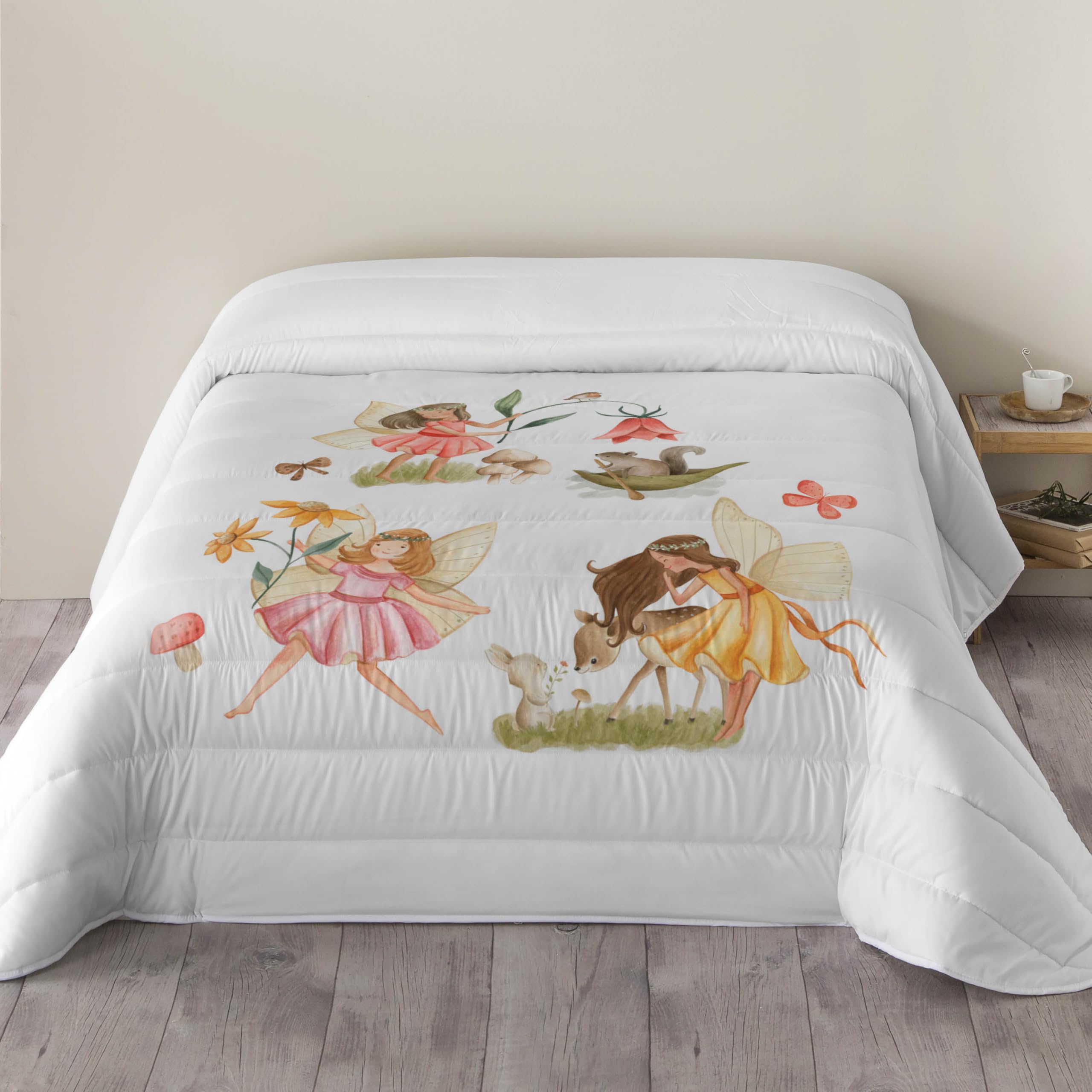 NATURALS Edredón Nórdico Infantil Estampado 300 Gramos - Cama 90-100% Microfibra, Tacto Suave, Gran Comodidad, Certificado OEKOTEX Standard 100 - Colección 2024/2025 (Flora, 180x260 cm)