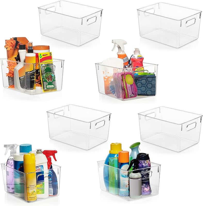 ClearSpace Contenedores de almacenamiento de plástico transparente – Organizadores de despensa y contenedores de almacenamiento, organizador de gabinete – Organización del hogar imprescindible para cocina, lavandería, oficina, armario, garaje y congelador