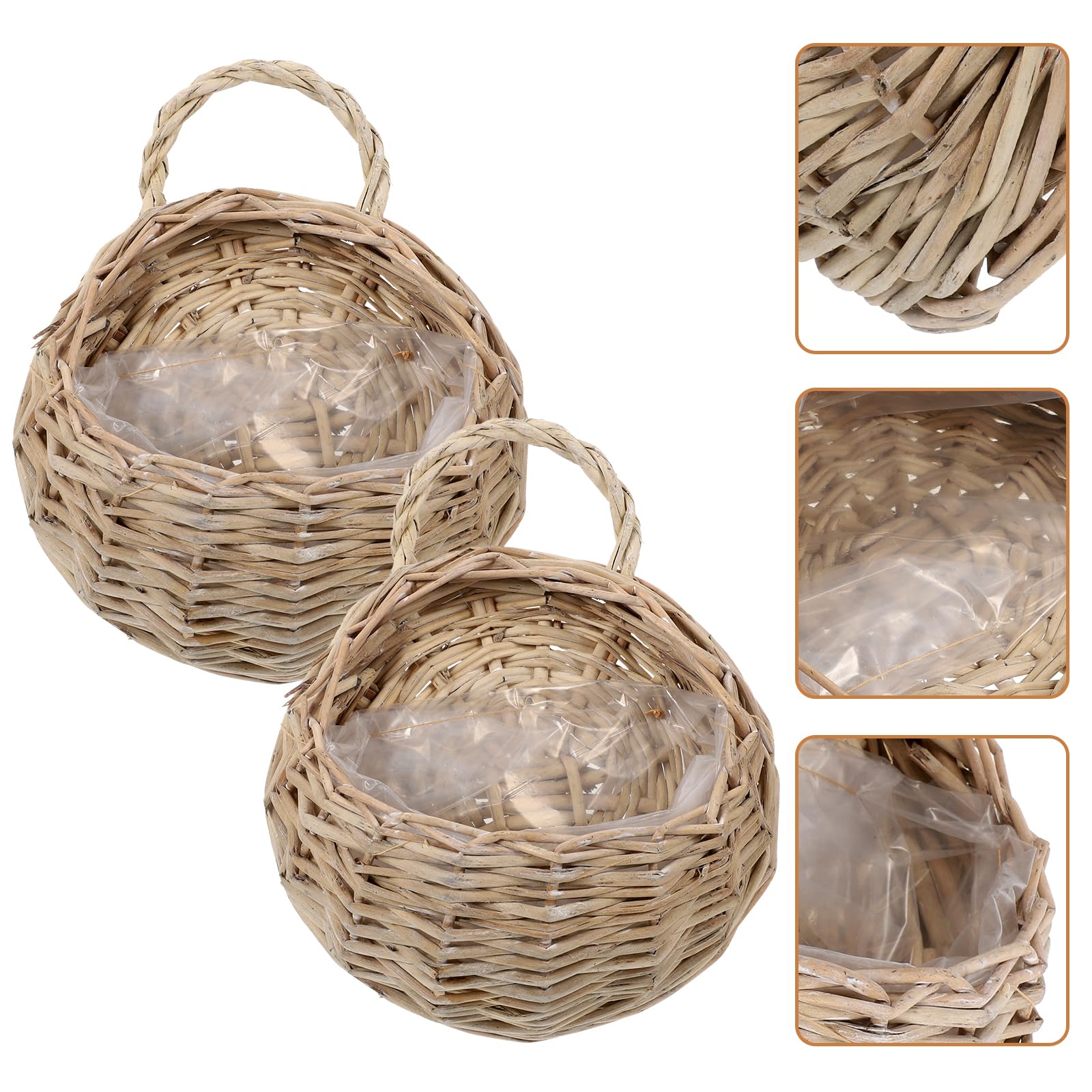 Tofficu 2 Piezas Cesta Flores ratán para Colgar en la Pared Artificial Flowers cestas almacenaje contenedor Verduras decoración Frutas Maceta orquídeas plantador Aire