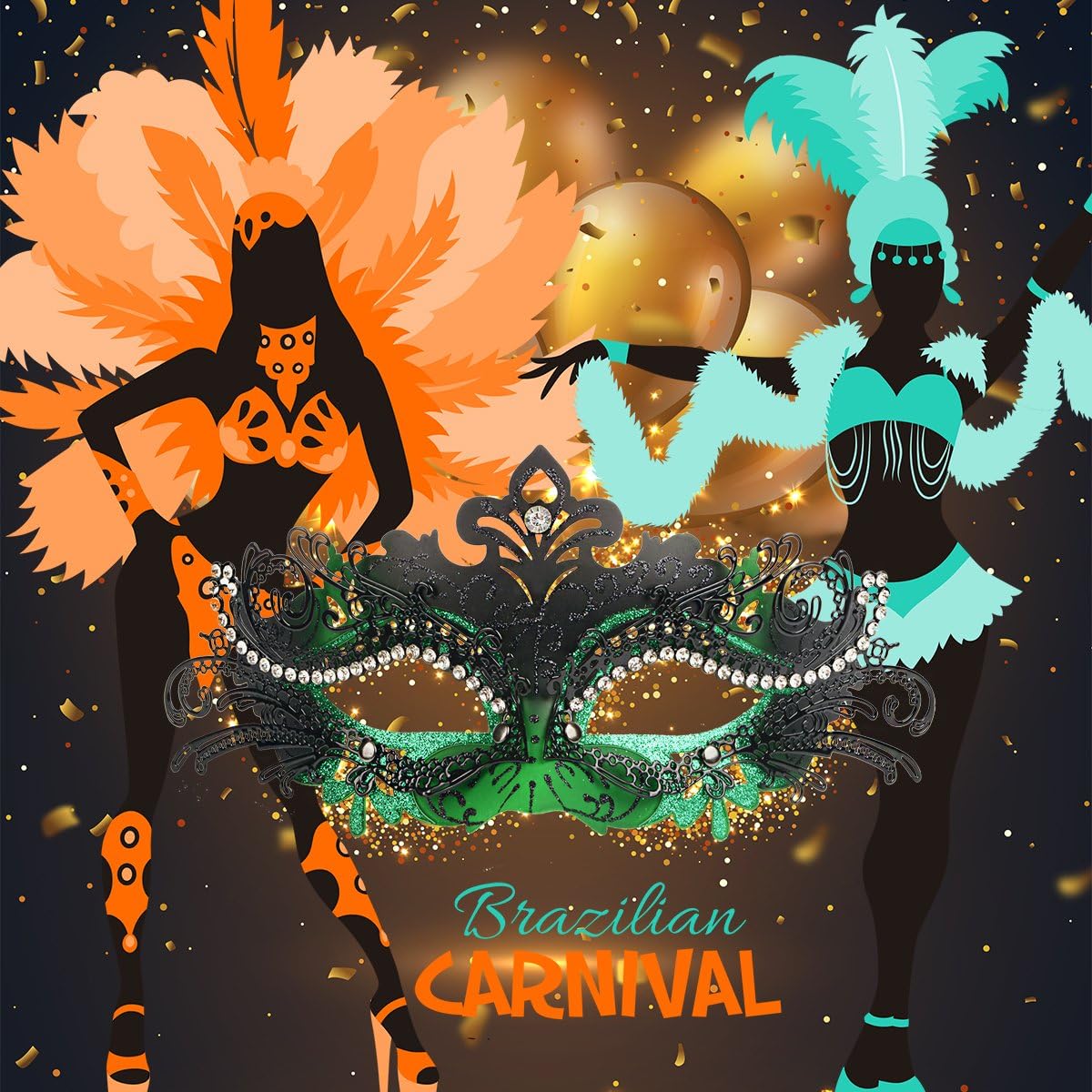 Hoshin Masquerade Mask, Mardi Gras Deecorations Venetian Masks for Womens (Black & Green) : Clothing, Shoes & Jewelry