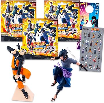 Naruto Blind Bag 3 Pack Bundle with 3 Anime Mini Figure Blind Bags Plus Stickers, More | Naruto Mystery Figurine for Teens, Adults