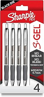 Gel Gel Pens Sleek Metal Barrel Gunmetal Medium Point (0.7mm) Black Ink 4 Count