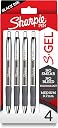Sharpie S-Gel Pens, Sleek Metal Barrel, Gunmetal, Medium Point (0.7mm), Black Gel Ink, 4 Count