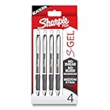 Sharpie S-Gel Gel Pens Sleek Metal Barrel Gunmetal Medium Point (0.7mm) Black Ink 4 Count