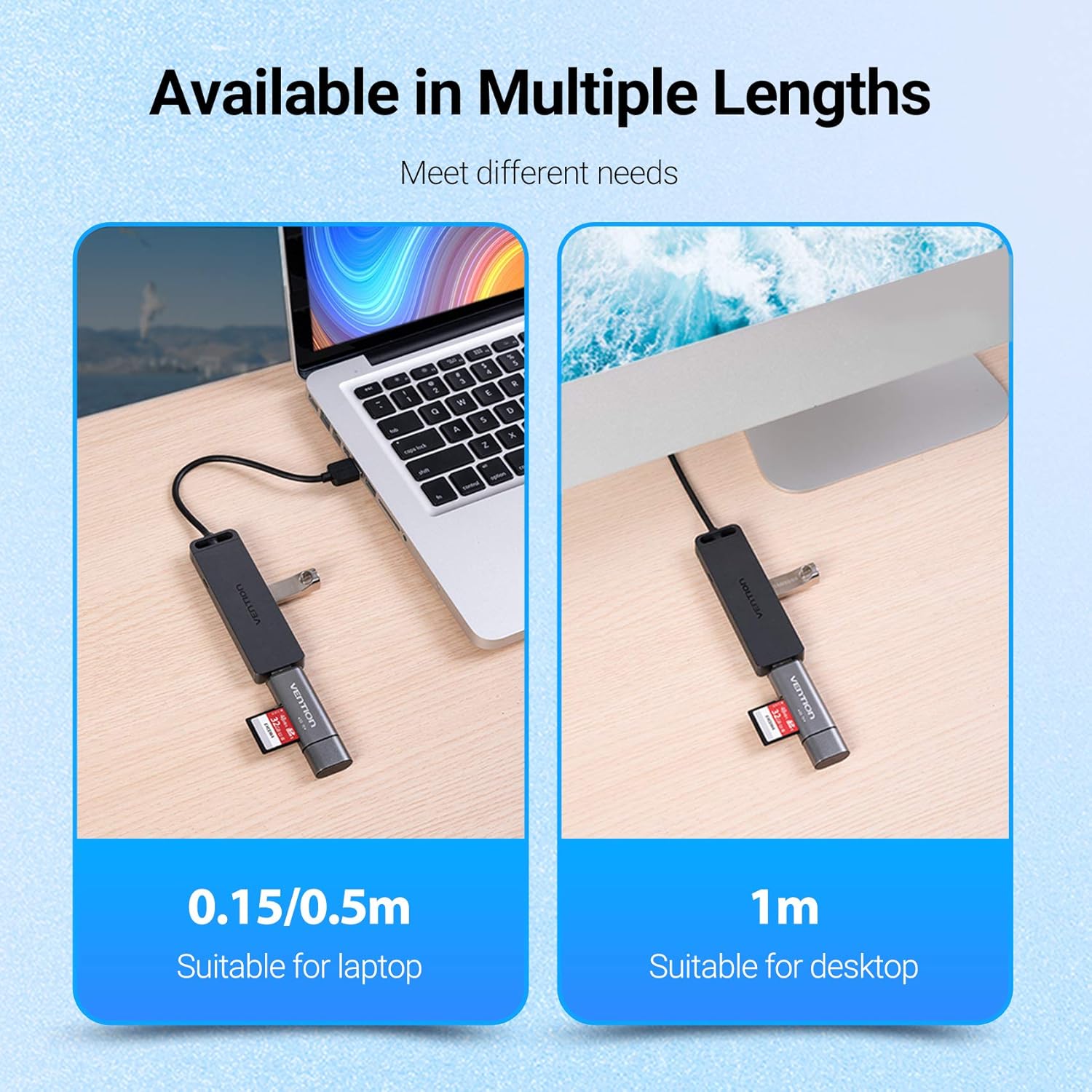 USB 2.0 Hub, VENTION USB Hub 4-Port Splitter with Charging Port for Notebook PC, USB Flash Drives, Mobile HDD for MacBook Pro, iMac, Surface Pro, XPS (0.5FT/0.15m) : Electronics