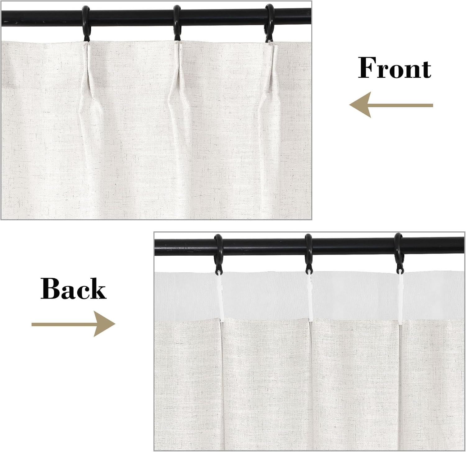 cololeaf Extra Long Linen Curtain,Themal Insulated Pinch Pleated Nursery & Infant Care Curtains for Living Room Meetingroom Theater Patio,Beige White 120W x 102L Inch (1 Panel)