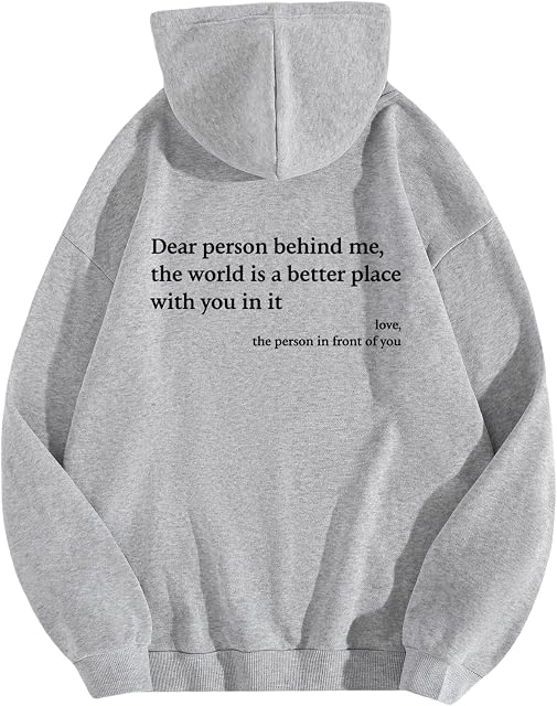 Dear Personne derrière moi Hoodie pour hommes et femmes Sweatshirt personnalisé avec mots sur le dos