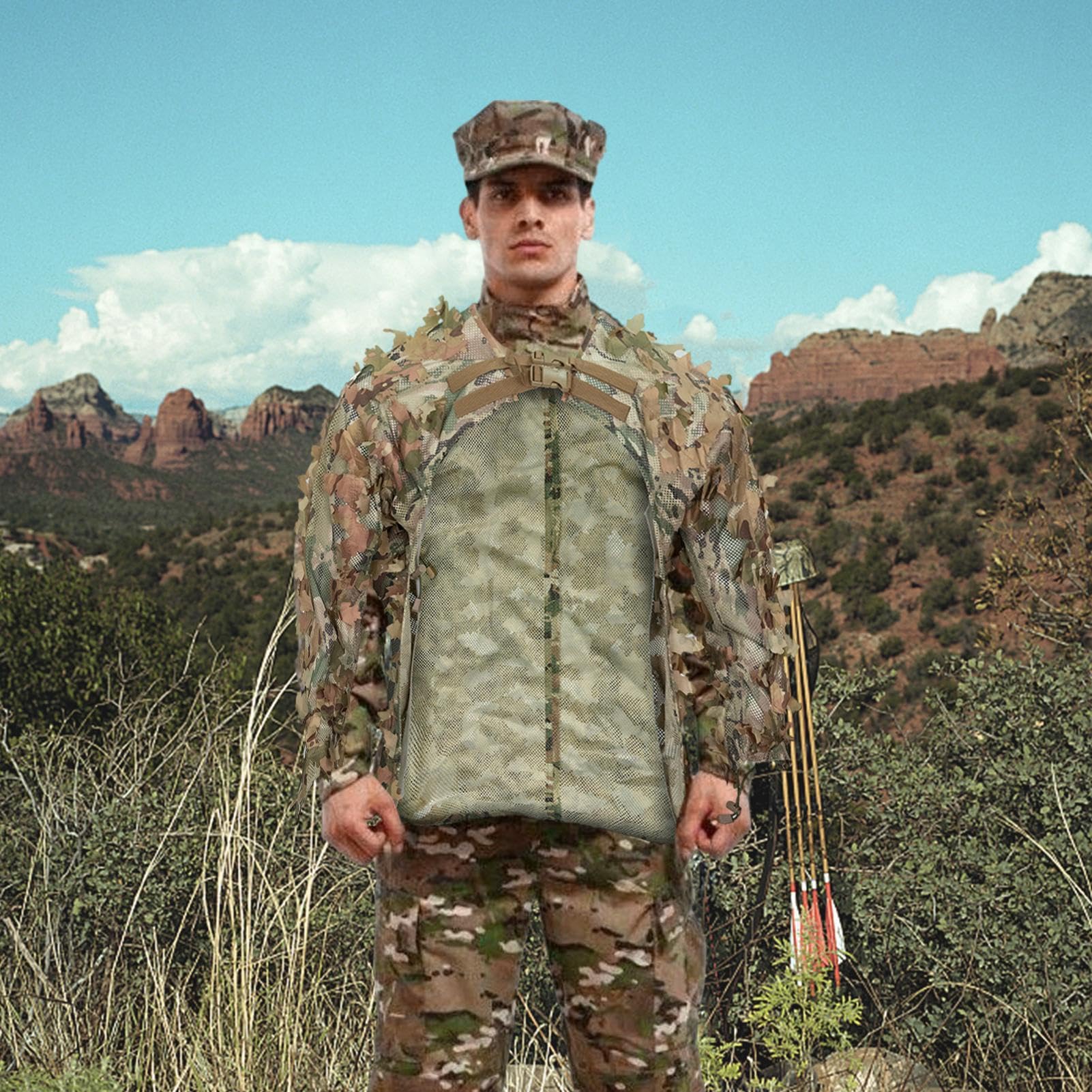 Ghillie Suit - Tuta da Cacciatore Traspirante, Abbigliamento da Caccia Mimetico | Abbigliamento da Caccia Mimetico per Attrezzatura da Paintball, Abbigliamento Mimetico da Caccia nei boschi per fot