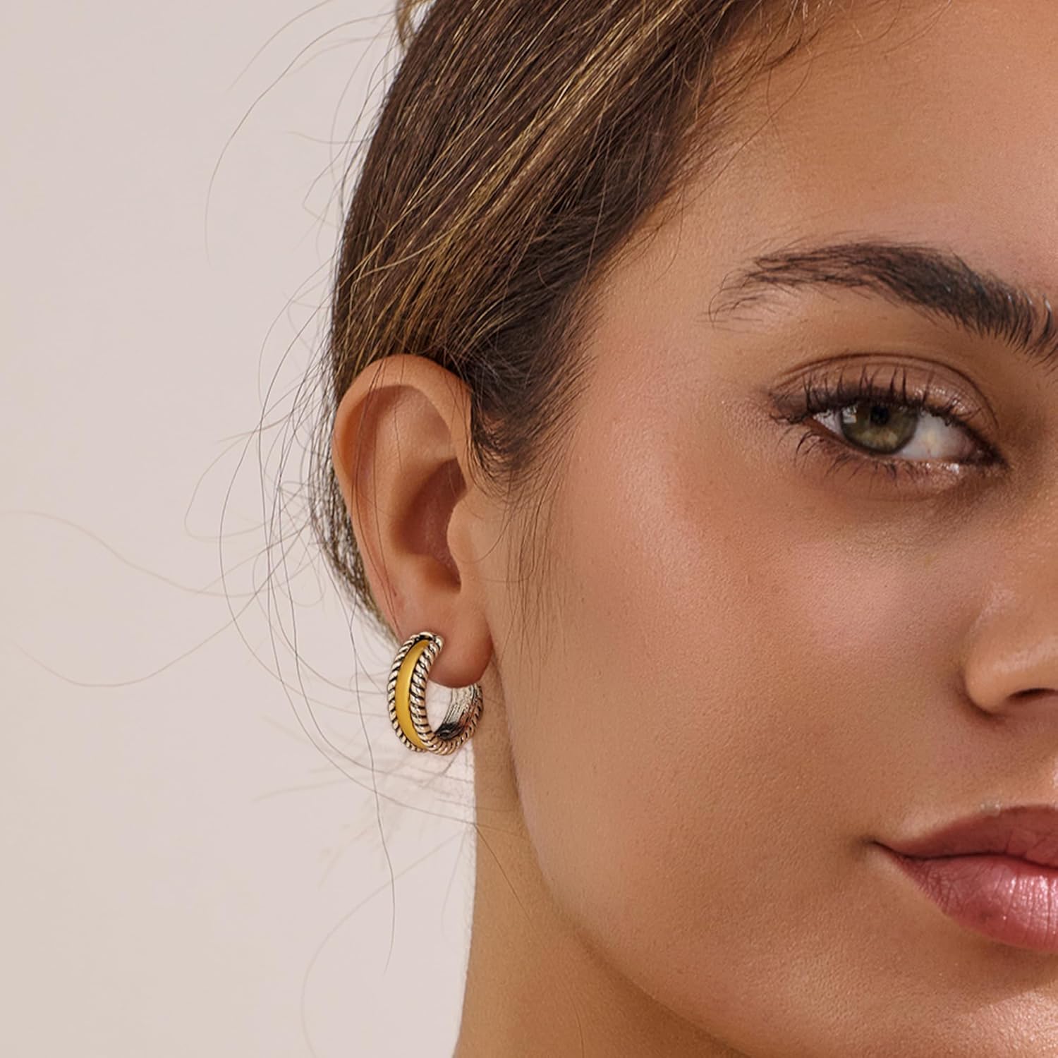 Chunky Two Tone Hoop Earrings for Women Antique Gold And Silver Plated Twisted Open Hoops Hypoallergenic Statement Earrings Mixed Metal Jewelry Gift For Everyday Wear - Image 2