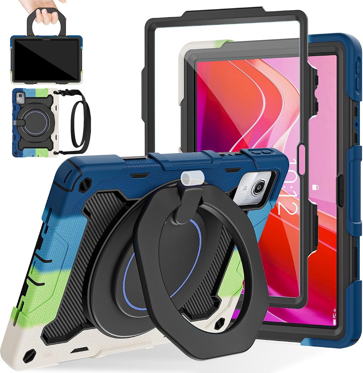 ROISKIN Case for Lenovo Tab M11 / K11 (TB-330FU/TB-330XU) 11 inch Drop-Proof Protection Cover with 360° Rotate Stand & Handle & Screen Protector & Shoulder Strap & Kids Friendly