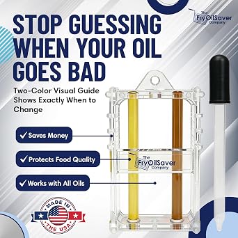 Fryer Oil Test Kit - Visual Two Color Analysis - Deep Fryer Oil Analysis Kit w/Eye Dropper, includes MirOil Fry Powder - Monitor Grease Quality for Kitchen, Restaurant, Food Truck - by FryOilSaver Co.