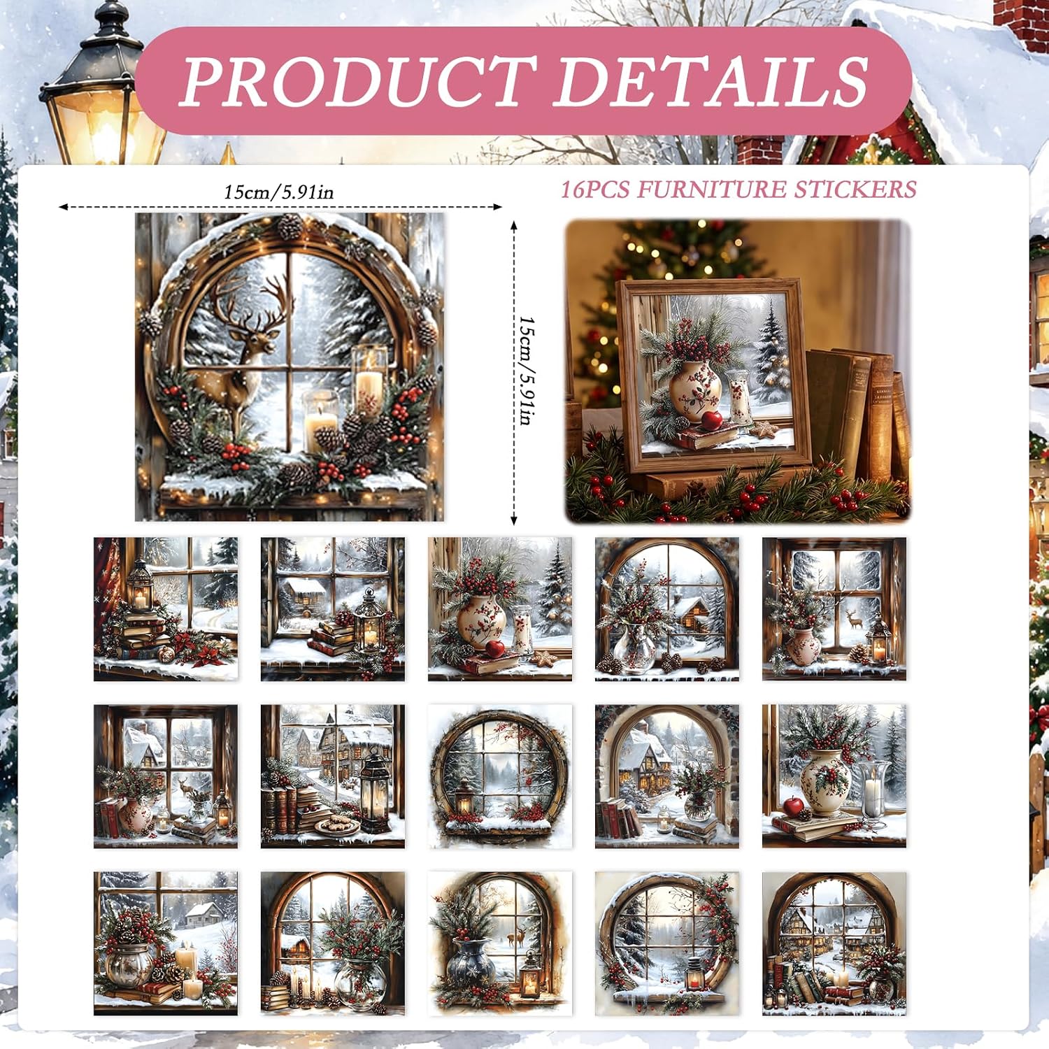 16 Pcs Christmas Rub on Transfers for Crafts Furniture