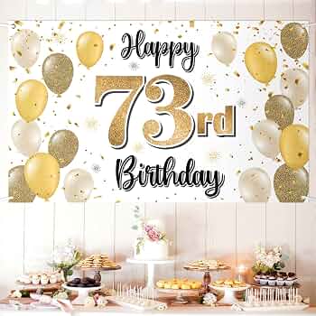 LASKYER Happy 73rd Birthday Door Banner - Cheers To 73 Years Porch Sign For Birthday Party Decor