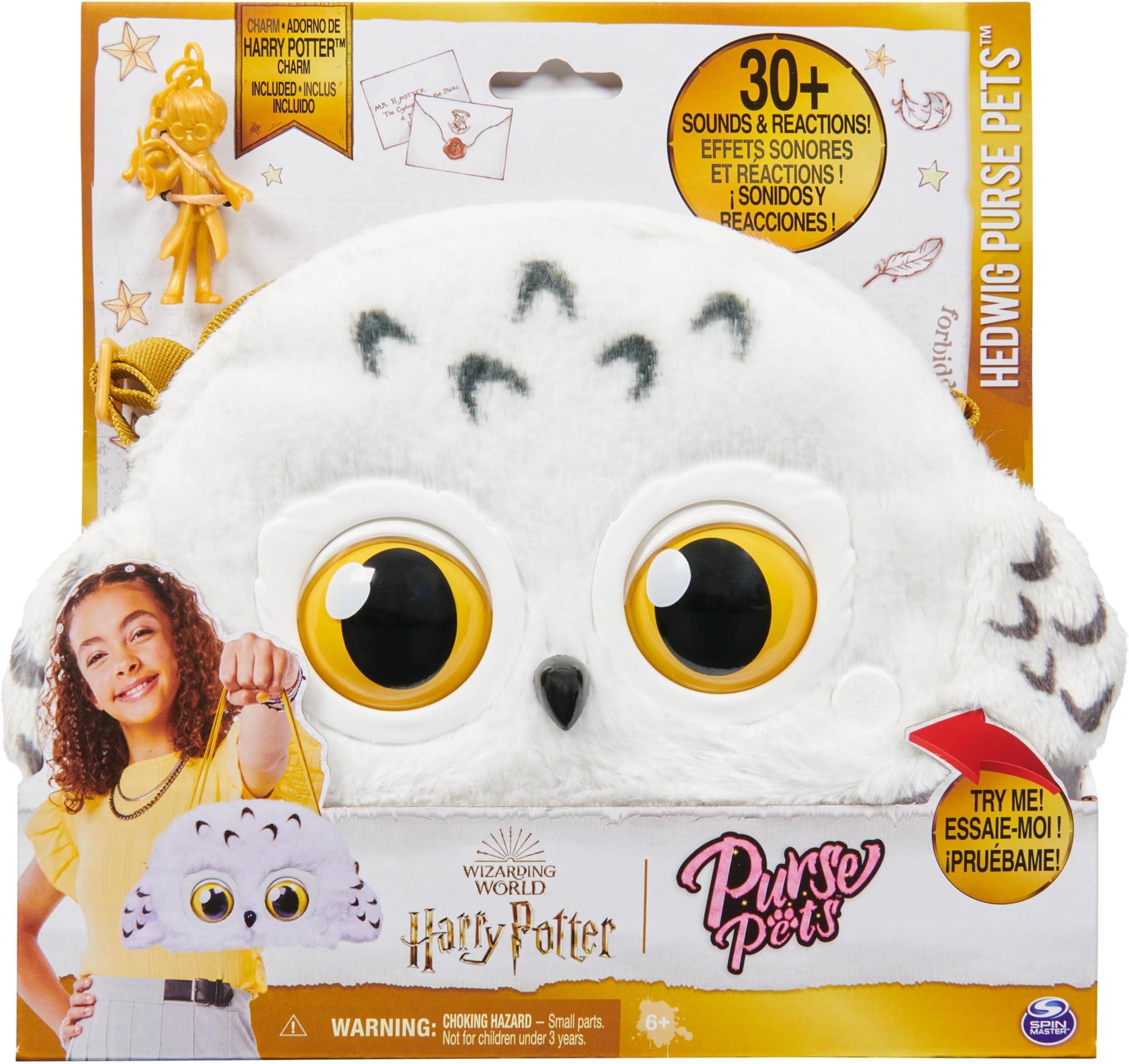 Wizarding World Harry Potter, Hedwig Purse Pets Interactive Pet Toy and Shoulder Bag, over 30 Sounds and Reactions, Kids’ Toys for Girls Ages 6 and up