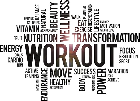 Vinyl Wall Decal Workout Wellness Health Gym Fitness Center Sport Motivational Words Stickers Mural Large Decor ig6249 Black