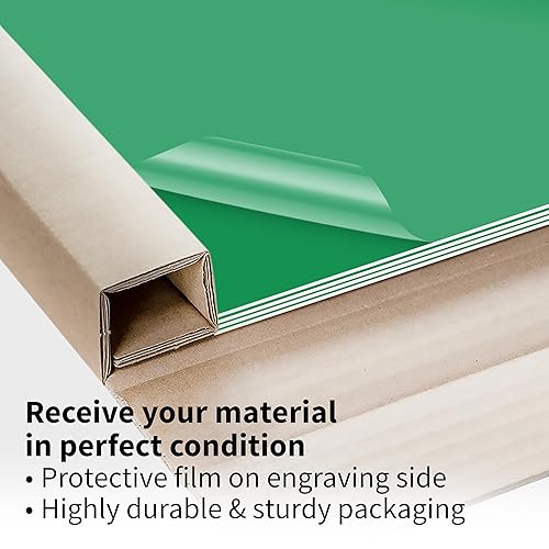 Miniatura 5 de Trotec TroLase - Lámina de plástico de doble color para grabado láser, 12 x 12 x 18 pulgadas, 8 unidades, verde brillanteblanco, 2 capas, acrílico